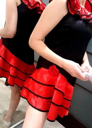 Сукня латинські бальні танці яскраве червоно чорне s іспанія8 фото