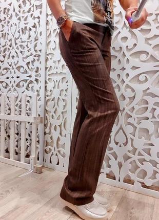 Брюки женские s/m высокого качества коричневые стильные висоза...2 фото