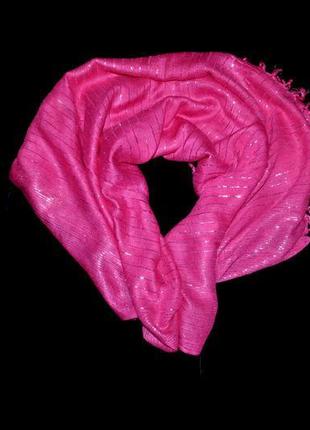 Шарф платок женский розовый с люрексом блестящий мягкий и нежный