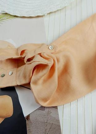 Сорочка блуза блузка льон персикова malvin пудрова лляна л...3 фото