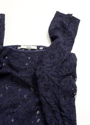 Кофта oasis ажурна синя жіноча рукави 3⁄4 гіпюр реглан блуза...2 фото