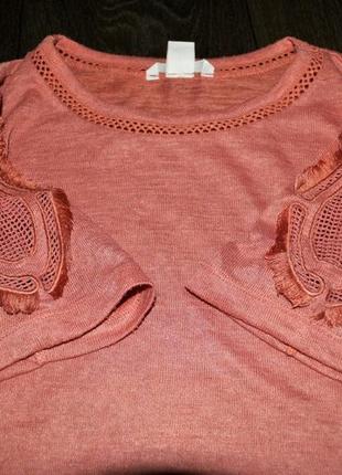 Топ h&m теракотовий помаранчевий вишивка крутий next m&s футболк.4 фото