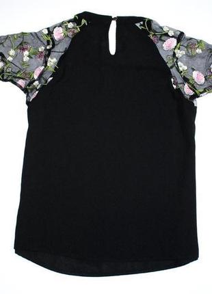 Футболка жіноча чорна блузка літня ошатна з вишивкою на з...3 фото