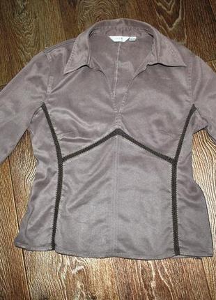 Кофта next коричнева під замш m l блузка прикрашена рукавом 3/4 з5 фото