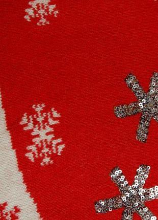 Светр next новорічний червоний жіночий з візерунком сніжинки паєт2 фото