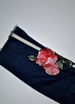 Джинси бренд amisu чиносы з вишивкою насичено сині з лампас...7 фото