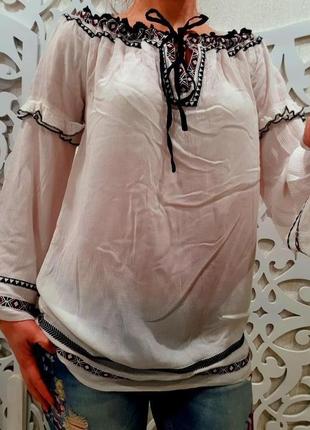 Блузка жіноча біла вишивка бренд німеччина вишиванка кофта кк...4 фото