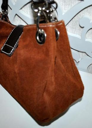 Замшева сумка нова коричнева замш натуральний середня італія3 фото
