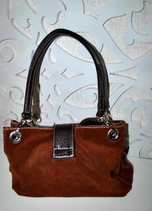 Замшева сумка нова коричнева замш натуральний середня італія4 фото