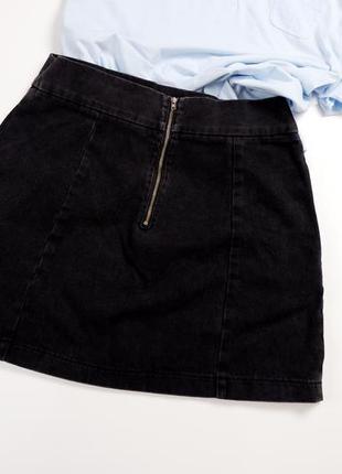 Спідниця topshop джинсова чорно-сіра міні кишенями з вишивкою zar2 фото