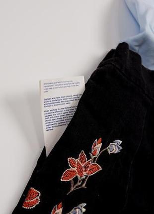 Спідниця topshop джинсова чорно-сіра міні кишенями з вишивкою zar3 фото