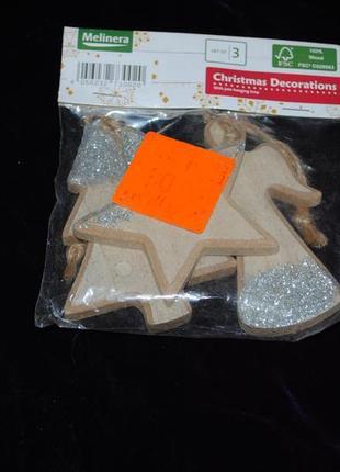 Лот новорічні іграшки на ялинку і зірка декор дерев'яні німеччина8 фото