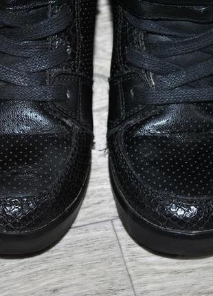 Снікерси чорні замшеві шкіряні черевики кросівки високі хай...7 фото