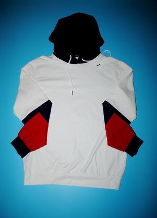 Толстовка м бренд shein світшот светр з капюшоном білий синій...4 фото