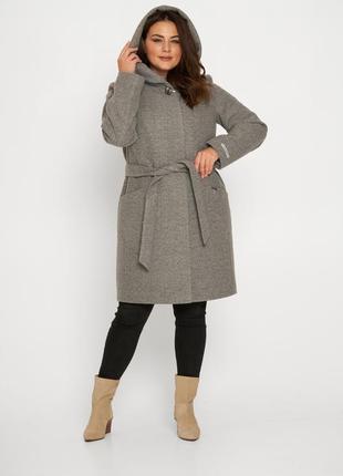 Пальто з капюшоном blnt 186 колір сірий, якість2 фото