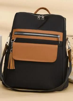 Городской женский рюкзак-сумка balina черный нейлоновый повседневный3 фото