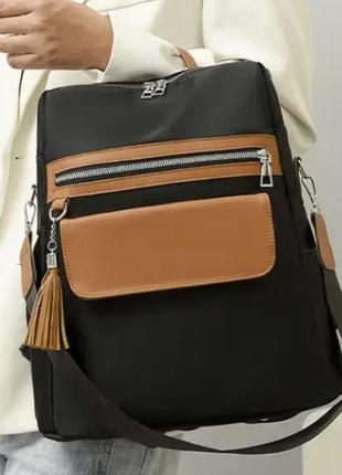 Городской женский рюкзак-сумка balina черный нейлоновый повседневный2 фото