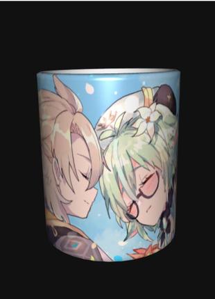 Чашка аниме кружка геншин альбедо и сахароза (0280)