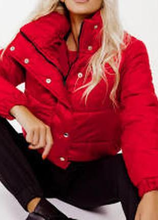 Знижка червона стьобана стильна куртка на натуральному утеплювачі - пуху від бренду golins
