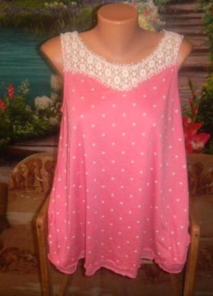 George красива туніка жіноча.кофточка в горошки і з мереживом р 12.