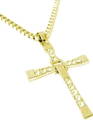 Хрест домініка торетто з ланцюжком золото | біжутерія хрестик з л