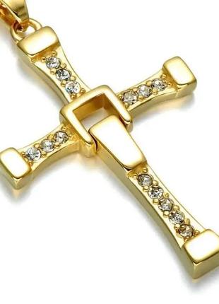 Хрест домініка торетто з ланцюжком золото | біжутерія хрестик з л2 фото