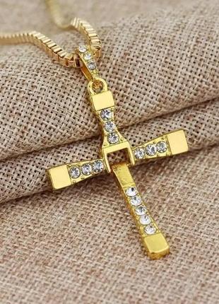 Хрест домініка торетто з ланцюжком золото | біжутерія хрестик з л4 фото