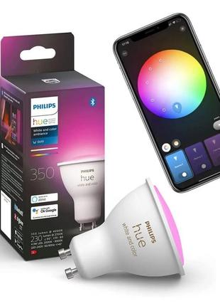 Розумна led лампочка philips hue gu10 white and color 350 лм 5...