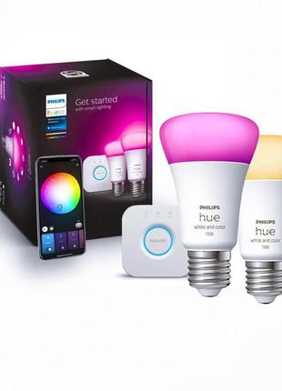 Стартовий комплект philips hue e27 white and color 1100лм 75вт...