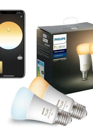 Розумні led лампочки philips hue e27 white ambiance 800лм 60вт...