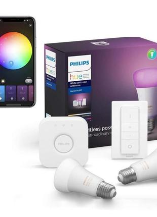 Стартовий комплект philips hue e27 white and color 800лм 60вт ...