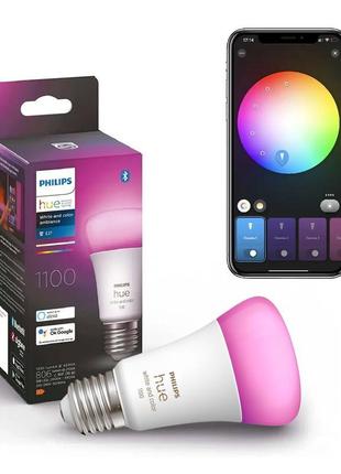 Розумна led лампочка philips hue e27 white and color 1100лм 75...