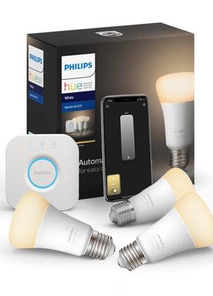 Стартовий комплект philips hue e27 white 800lm zigbee 3 шт. + ...