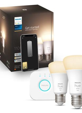 Стартовий комплект philips hue e27 white 1100lm zigbee 2 шт. +...