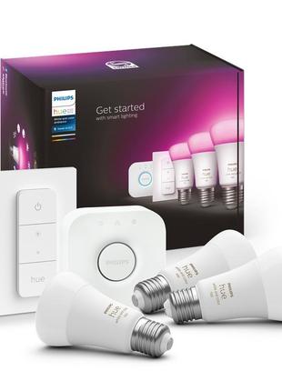 Стартовий комплект philips hue color a60 e27 1100 lumen 3 шт. ...