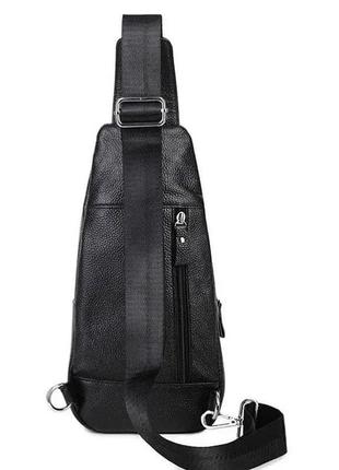 Шкіряна чорна чоловіча сумка-слінг шкіряна tiding bag - mk-963035 фото