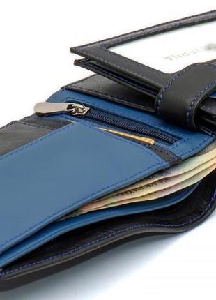 Чорний стильний чоловічий гаманець з блоком для документів із ...5 фото