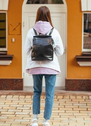 Чорний міський жіночий шкіряний рюкзак tiding bag - 516448 фото