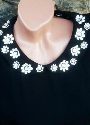 Стильная черная блуза с красивым воротником2 фото