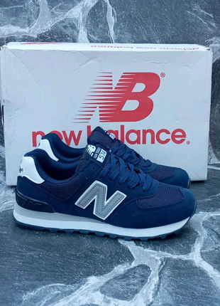 Жіночі кросівки new balance 574 сині, весняні сітка1 фото