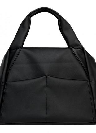 Удобная большая женская сумка черная кросс-боди с двумя ручками и ремешком через плечо8 фото