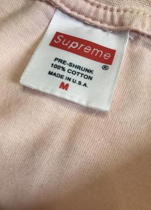 Supreme. оригинальная футболка суприм. пудровые- розового цвета6 фото