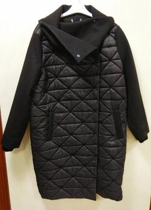 Польське жіноче стьобана драпове осіннє чорне пальто на підкладці zaps польща3 фото