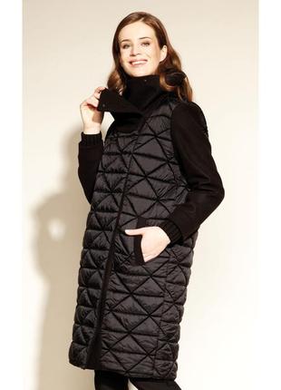 Польське жіноче стьобана драпове осіннє чорне пальто на підкладці zaps польща1 фото