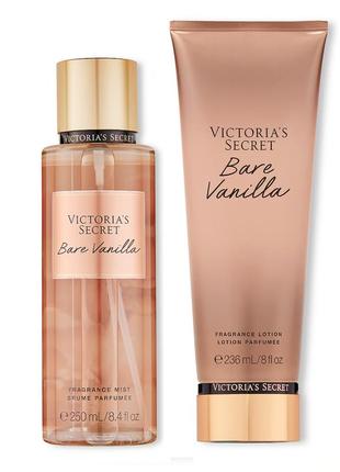 🎉 парфюмерный набор от victoria's secret: "bare vanilla" спрей 250 мл + лосьйон 236 мл🎉