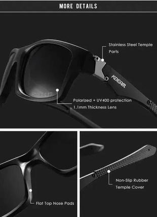 Солнцезащитные очки от бренда kdeam с гибкими дужками с поляризацией с фирменным комплектом, device clock3 фото