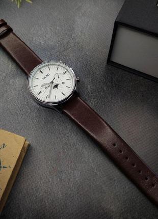Чоловічий наручний годинник skmei 9117 brown/white1 фото