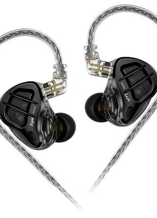 Гібридні 8-драйверні навушники kz zar з мікрофоном black