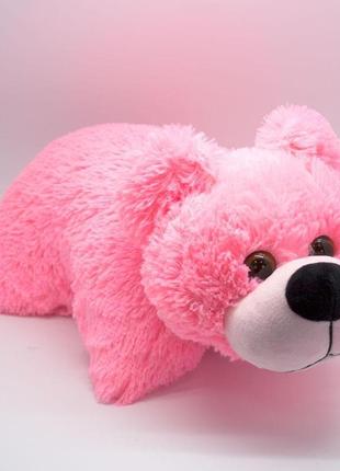Подушка-іграшка плюшевий ведмедик, рожевий2 фото