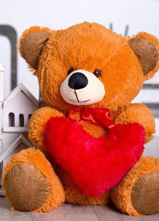 Плюшевий ведмедик томмі із серцем, 70 см, темно-медовий4 фото